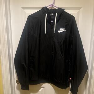 Nike Windrunner Windbreaker Jacket Womens M Black Hooded Full Zip Athleisure